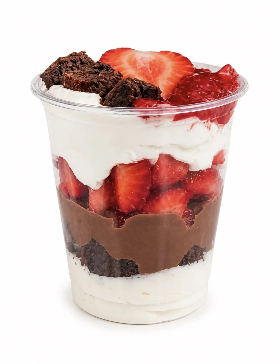 Brownie strawberry cup